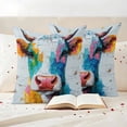 thumbnail image 3 of Vintage Cow Outdoor Waterproof Pillow Covers, Country Oil Abstract Painting Wooden Grain Decorative Square Throw Pillowcase Sofa Cushion Sham for Patio/Couch/Chair, 26"x26" 2 Pack, 3 of 8