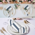 thumbnail image 2 of Blue Gray Striped Cloth Napkins, Farmhouse Stripe Art Washable and Reusable Dinner Napkins Set of 4, Table Napkin for Kitchen Party Birthday Wedding Hotel Housewarming 20"x20", 2 of 8