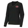 thumbnail image 2 of Women's Antigua Heather Black San Francisco 49ers Varsity Tri-Blend V-Neck Long Sleeve T-Shirt, 2 of 3