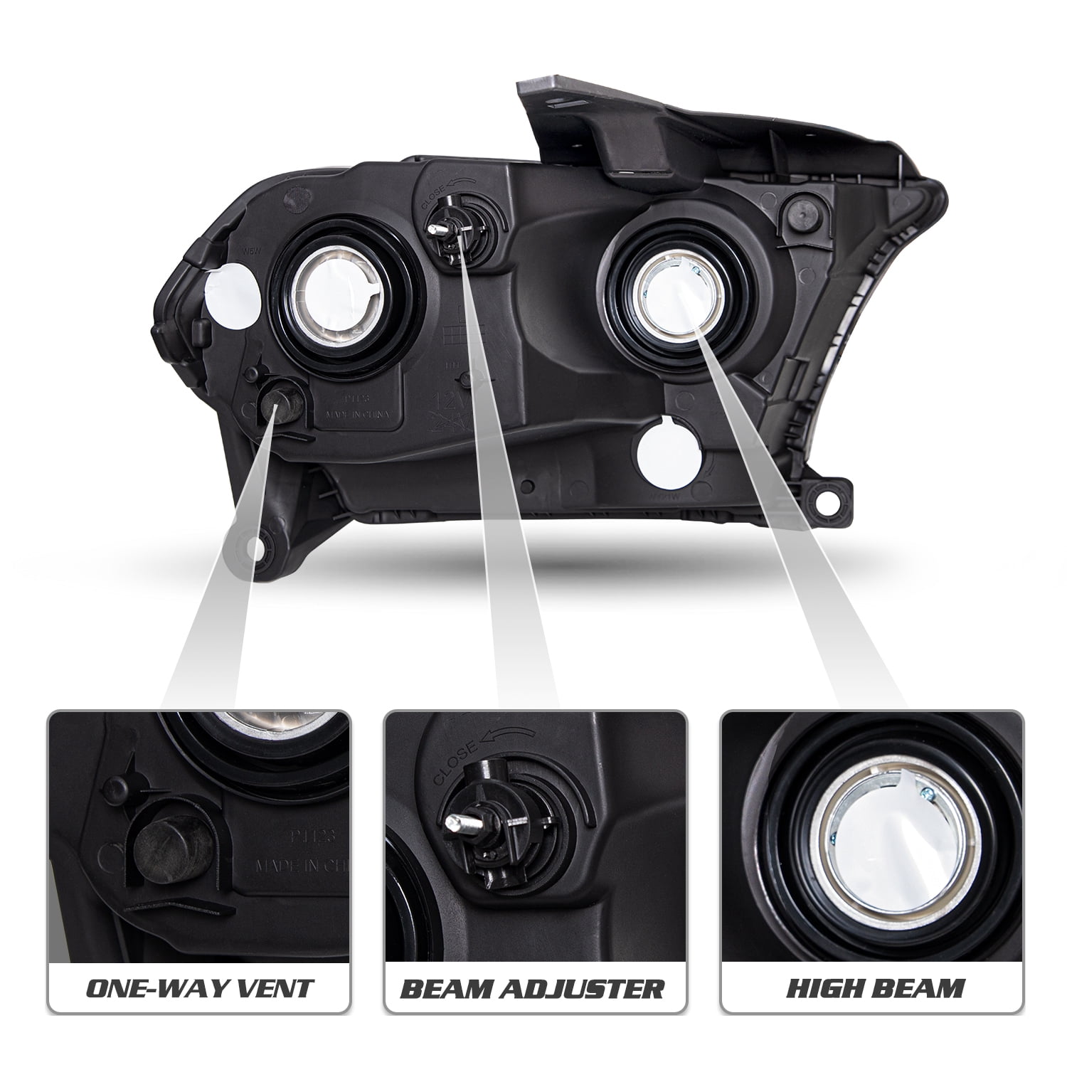 BRYGHT-For 2011 2012 2013 Dodge Durango Headlights Black Housing Clear Headlamps Pair