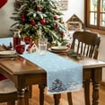 thumbnail image 4 of Christmas Tree Snowman Table Runner 13x36in Non-Slip Cotton Linen Table Runners, Snowflakes on Blue Background Dresser Scarves TableRunner for Dinner Kitchen Dining Wedding Party, 4 of 9