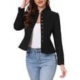 thumbnail image 4 of INSPIRE CHIC Business Casual Blazer for Women Classic Button Warm Stand Collar Long Sleeve Work Fitted Blazer Suit Jackets XS Black, 4 of 6