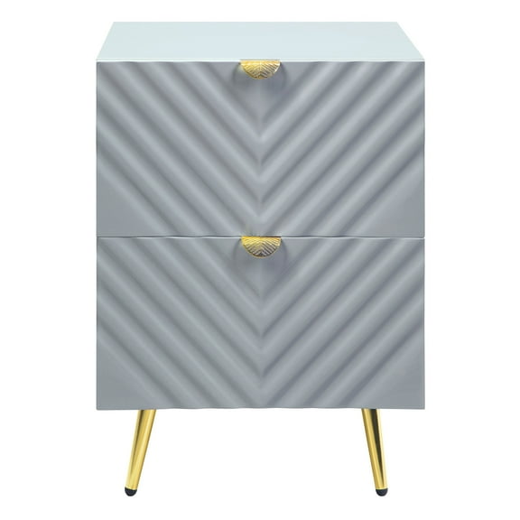 Newboti Furniture Grey High Gloss 2-drawer Nightstand 25195