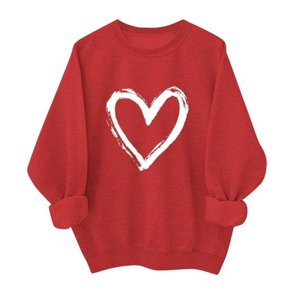 Valentine's Sweatshirt for Women Cute Love Heart Shirts Casual Long Sleeve Valentine Tshirt Clothes Tops