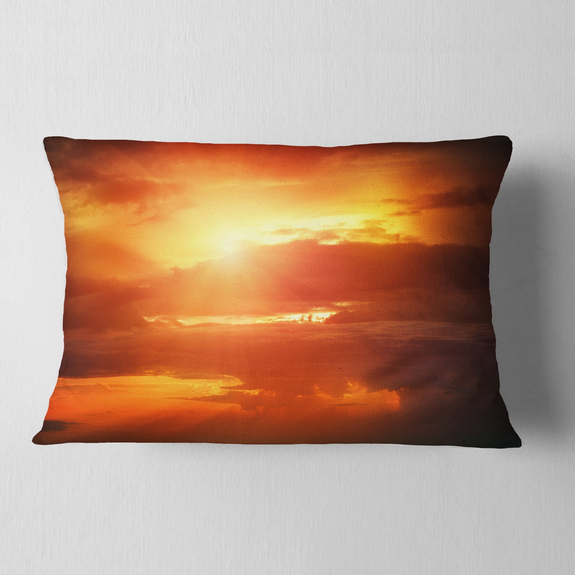 Designart 12" x 20" Red Polyester Throw Pillow