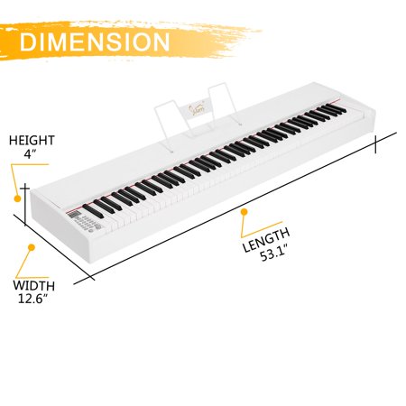 Glarry 88-Key Portable Keyboard Piano with Sustain Pedal for Beginners Adults Kids, White
