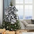 thumbnail image 4 of Christmas Checked Tree Topper, Large Toppers Bow, Black and White Plaid Buffalo Decorative Bows for Christmas Decoration, 22.83*12.99 Inches, 4 of 6