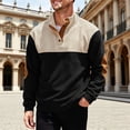 thumbnail image 7 of IAJDKMEK Men's Plus Size Corduroy Sweatshirt - Stand Collar Color Block Button Front Long Sleeve, Casual Athletic Sweatshirts for Men Warm Layering,Black L, 7 of 7