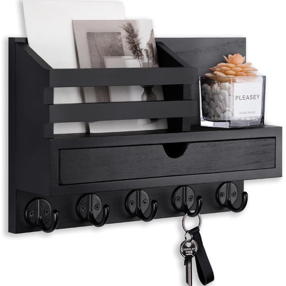 Key Holder Wall Mount, Mail Holder with Storage Drawer