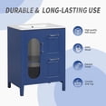 thumbnail image 2 of 24" Bathroom Vanity with Ceramic Sink, Solid Rubber Wood & MDF Cabinet, Moru Glass Door & 2 Drawers, Blue Modern Storage Vanity for Bathrooms, 2 of 9