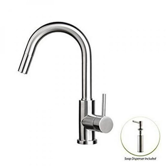 Zuhne Stainless Steel Pull Out Water Saving Kitchen Faucet Built In Soap Dispenser Set
