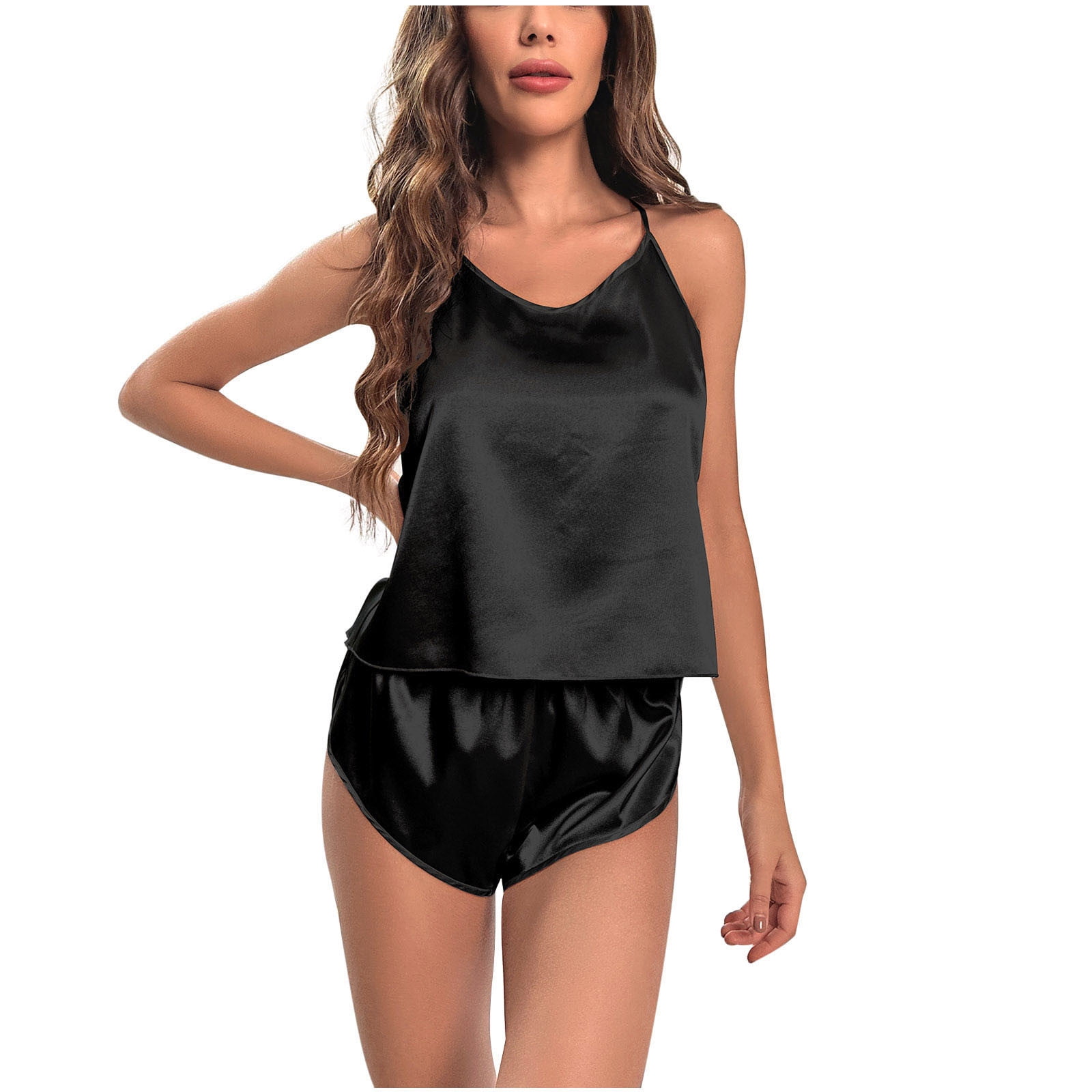 Black satin womens pjs hotsell
