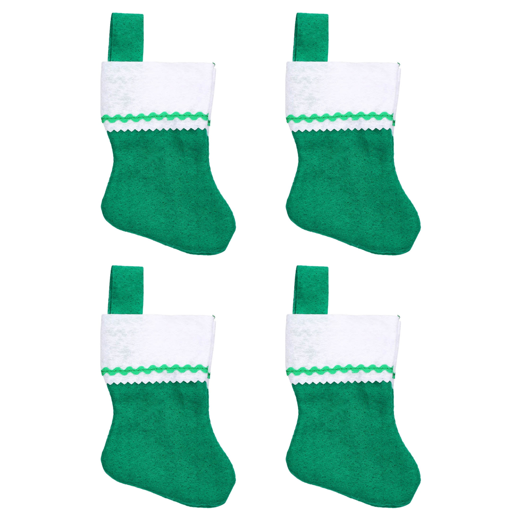 Mini Christmas Stockings, Green and White, 6", 4 Count, by Holiday Time