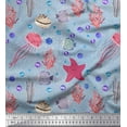 thumbnail image 1 of Soimoi Velvet Fabric Fish,Coral & Jellyfish Ocean Printed Craft Fabric by the Yard 58 Inch Wide, 1 of 1