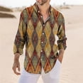 thumbnail image 2 of Nuevas camisas de manga larga de moda para hombres y mujeres 2024, camisetas de vacaciones con estampado a cuadros de estilo bohemio, ropa de mujer, blusa de calle con solapa, 2 of 5