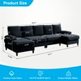 thumbnail image 2 of Mjkone U-Shaped Sectional Sofa, 4 Seater Sectional Couch with Chaise, Modular Sleeper Sectionals for Living Room-Dark Grey, 2 of 8