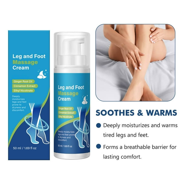 Crema de masaje para pies que calma y relaja profundamente. Hidrata y calienta piernas y pies cansados, dejando una suave sensación de masaje.