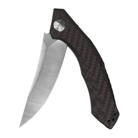 Zero Tolerance Sinkevich 0462 Pocketknife (0462); CPM 20CV Satin-Finished Crucible Blade Steel; Red and Gray Carbon Fiber Front Scale; Titanium Back; KVT Manual Open; Reversible Pocketclip; 3.7