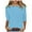 Light Blue, variant on Womens Tops Plus 3/4 Length Sleeve Tops Casual Loose Fit Crewneck T Shirts Cute Solid Three Quarter Length Tunic Tops Navy XL