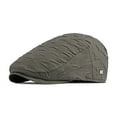 thumbnail image 2 of Spring Men Newsboy Hat Solid Color No Brim Snap Button Adjustable Windproof Sun Protection British Flat Hat Fashion Accessories, 2 of 8