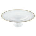 thumbnail image 3 of HomeRoots 376163 Handcrafted Optical Glass & White Gold Footed Cakestand with Gold Rim, 3 of 5