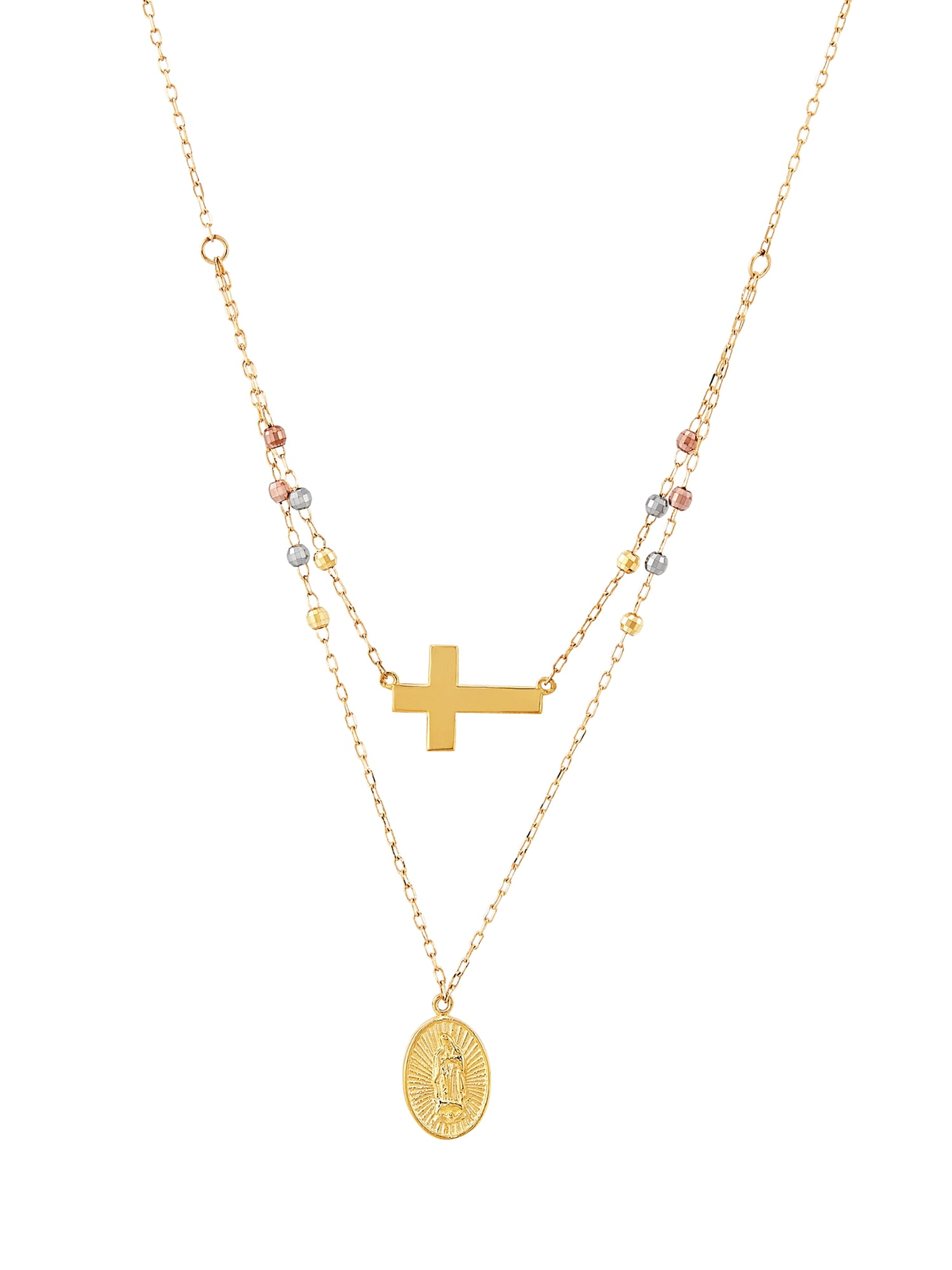 White Gold Beaded Double Cable Chain 