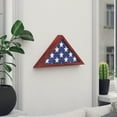 thumbnail image 3 of Emma + Oliver Rustic Mahogany Wood Military Flag Shadow Box for 9.5' x 5' American Veteran Burial Flag - Wall Mount or Freestanding, 3 of 11