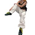 thumbnail image 4 of VISgogo, pantalones largos salvajes a la moda para mujer, pantalones Cargo informales con bolsillo de Color sólido, pantalones de cintura baja con cordón de primavera, pantalones VISgogo moda, 4 of 9