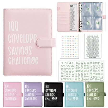 100 Envelopes Money Saving Challenge Binder,Savings Challenges Book to Save $5,050,Easy and Fun Way for 100 Day Money Saving Challenge,Pink Budget Planner With Cash Envelopes