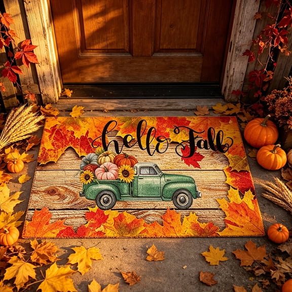 Fall Rug,Fall Welcome Mat,Fall Door Mat Outdoor for Front Door, Fall Decorations for Home Welcome Doormat Non-Slip Washable Thanksgiving Pumpkin Hello Doormat(F 24*16in)