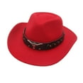thumbnail image 1 of Fedora Hat Cow-head Decor Wide Brim Western Style Soft Touch Head Protection Autumn Winter Felt Hat for Travel, 1 of 10