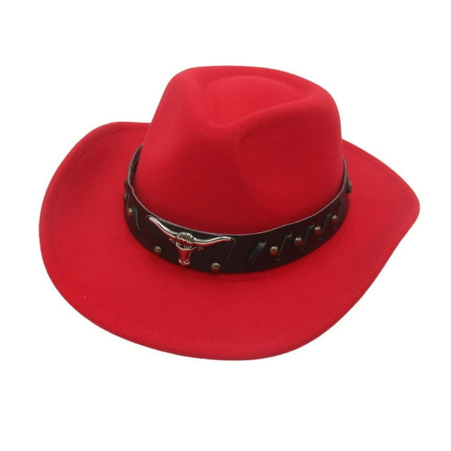 Fedora Hat Cow-head Decor Wide Brim Western Style Soft Touch Head Protection Autumn Winter Felt Hat for Travel