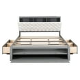 thumbnail image 4 of Queen Size Bed With Gray Wood Platform, Headboard Storage, 4 Drawers & Shoe Rack Make Platform Storage Headboard, Drawers, Rack, Version, 4 of 7