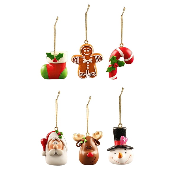 6 Piezas Colgante de Navidad Decoración de Navidad Centro de Mesa Coleccionable Lindo Adorno Colgante de Resina para Fiesta Escritorio Gabinete Decora