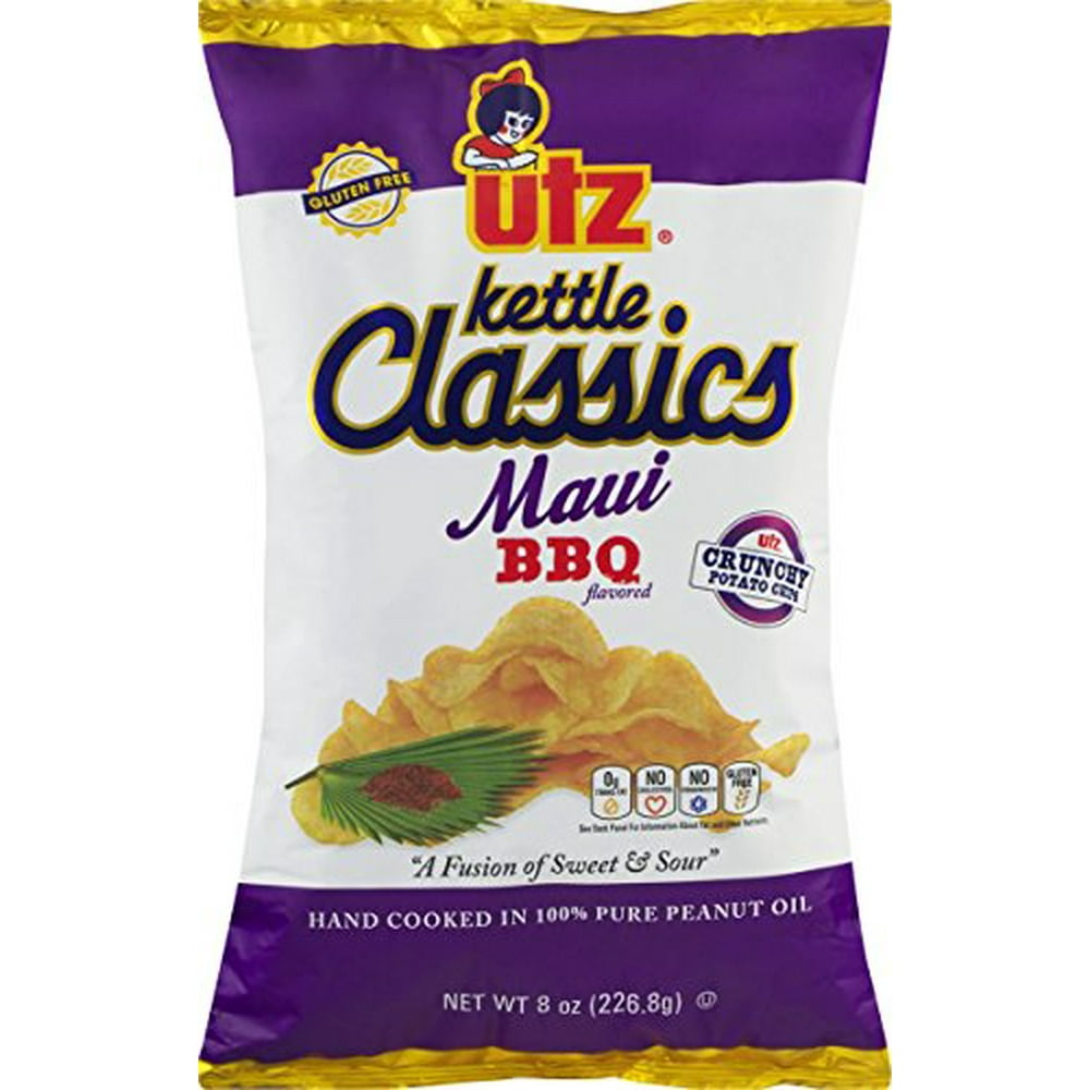 Utz Kettle Classics Maui BBQ Crunchy Potato Chips 8 oz. Bag (4 Bags