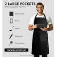 thumbnail image 4 of Syntus Paquete de 2 delantales de cocina 100% algodón ajustable con 2 bolsillos, delantales de cocina para mujeres, hombres, chef, color negro, 4 of 5