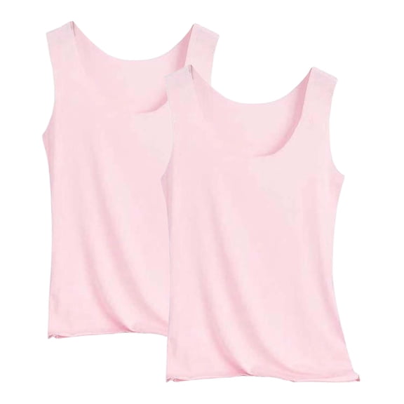 Lumtrix 2 Pcs Tank Tops For Women Summer Ice Silk Camisole Tops Seamless Breathable Deep Scoop Neck Camis Sleeveless Workout Undershirts Light pink L