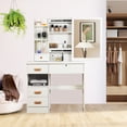 thumbnail image 3 of TidBay Vanity Desk with Sliding Mirror, Bedroom Dressing Table, Makeup Table with 5 Drawers & Shelves, Hidden Storage Space, 3 of 8