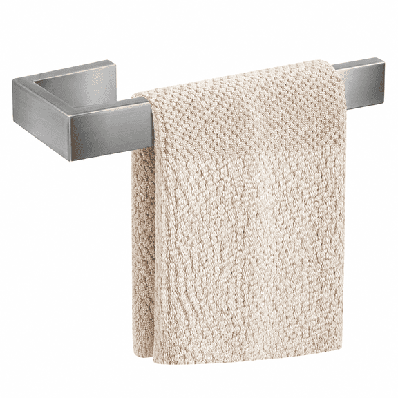 Brushed Nickel Hand Towel Holder 8 Inch, Thicken Stainless Steel Rectangular Towel Bar Wall Mount