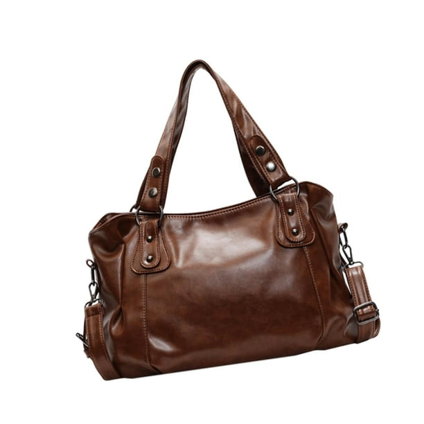 Bolso bandolera de piel sintética para mujer, ideal para viajes, vacaciones y desplazamientos. Marrón