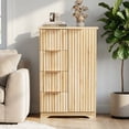 thumbnail image 3 of Ktaxon Modern Bathroom Floor Cabinet, Fluted Storage Cupboard with 4 Drawers & 1 Door, Freestanding Wooden Organizer for Bathroom, Living Room, Wood, 3 of 8