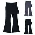 thumbnail image 3 of WhouRiu Big Girl's Pants High Waist Flare Leggings Two Piece Stretchy Athletic Yoga Bottoms Pants for Teen Black,Size 12-13 Y, 3 of 5