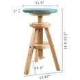 thumbnail image 7 of eHemco Swivel Solid Wood Adjustable Bar Stool, 18.9 to 25.2 Inches, Natural Base with Teal Top, 7 of 7