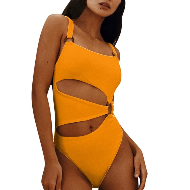 Aayomet Maillot de Bain pour Femmes Bikini Coloré (Jaune, S)
