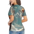 thumbnail image 3 of Vsdgher Starry Sky Cloud Fox Women Shirts V Neck Short Sleeve Tops T-Shirt Basic Tees, S to 3XLX-Large, 3 of 5