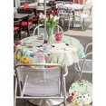 thumbnail image 4 of Outdoor Tablecloth with Umbrella Hole and Zipper, Easter Round Table Cloth 60 Inch Waterproof Tablecloth, Spring Watercolor Bunny Eggs Tulip Wooden Grain Teal Picnic Table Cover for Patio Camping, 4 of 7