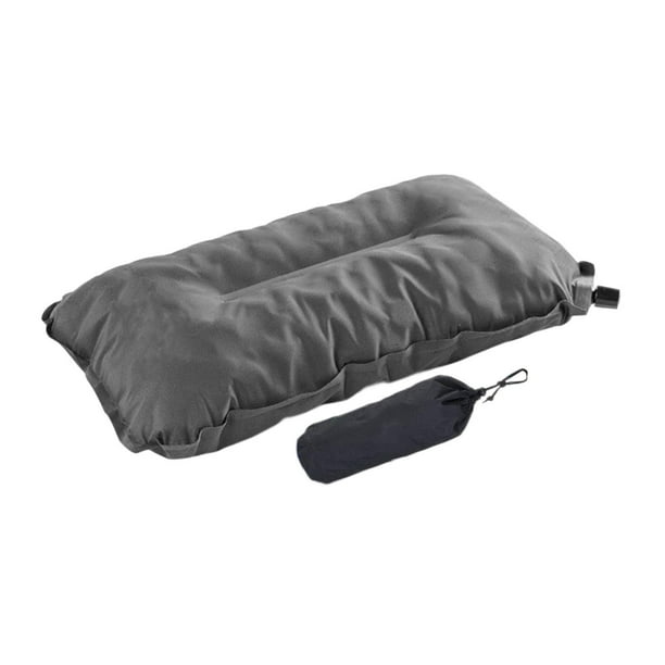 Almohada de viaje inflable, almohada de campamento, almohada para mochileros, ligera y cómoda. Gris