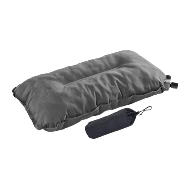 Almohada inflable para acampar, almohada de aire para viajes, cojín lumbar, portátil y multiusos. Gris