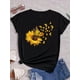 thumbnail image 2 of Camiseta con estampado de mariposas y girasoles, manga corta informal para primavera y verano, ideal para mujer, para adultos, hombres, mujeres, adolescentes, jóvenes y deportes., 2 of 7
