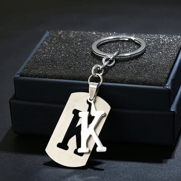 Llavero con 26 letras en inglés, regalo creativo, joyería, llavero sencillo de acero inoxidable